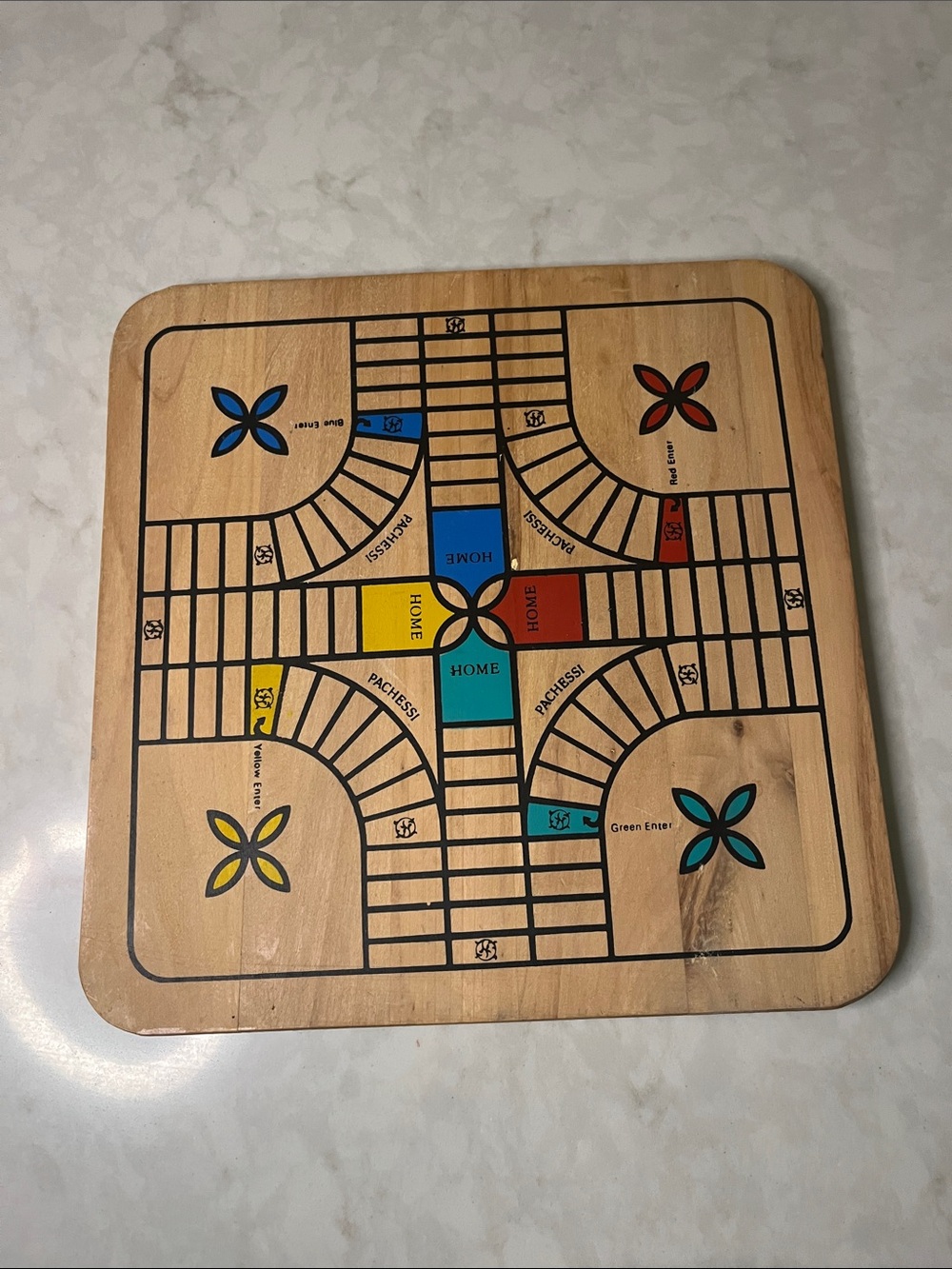 Vintage reversible Wooden Chess  and Pachessi Board